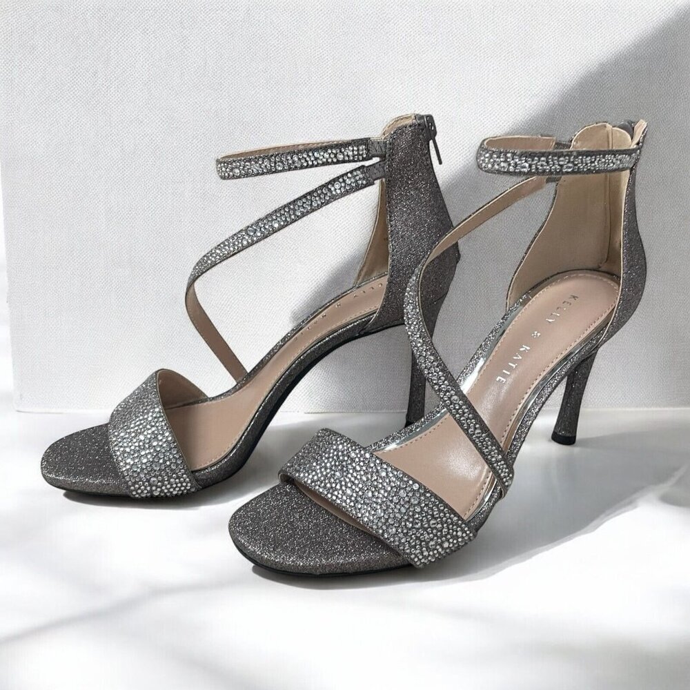 Kelly & Katie Nielle Strappy Glitter Sandal Heel Sz 9.5M (41) Evening Party 4" - Picture 3 of 12